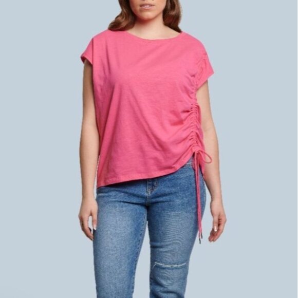 Seven7 Shirt Womens Large Pink Side Gathering New Summer - Picture 1 of 11